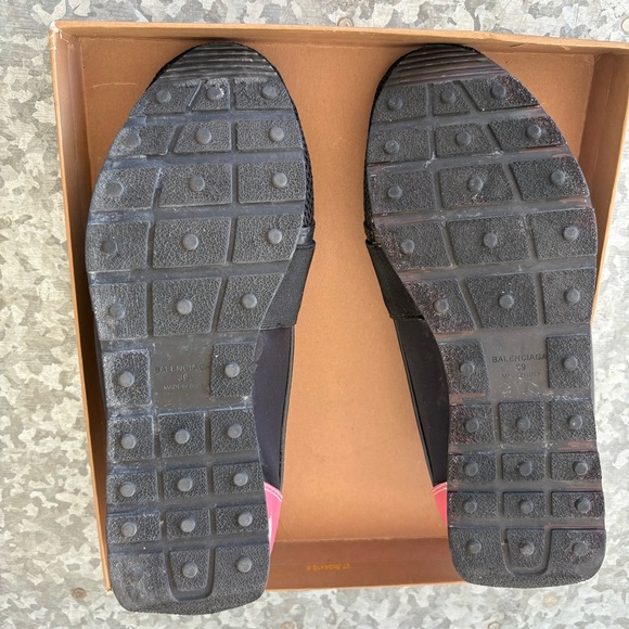 BALENCIAGA Race Runner Leather Mesh Black Pink Low Top Sneakers 39 / 8 - Picture 10 of 12